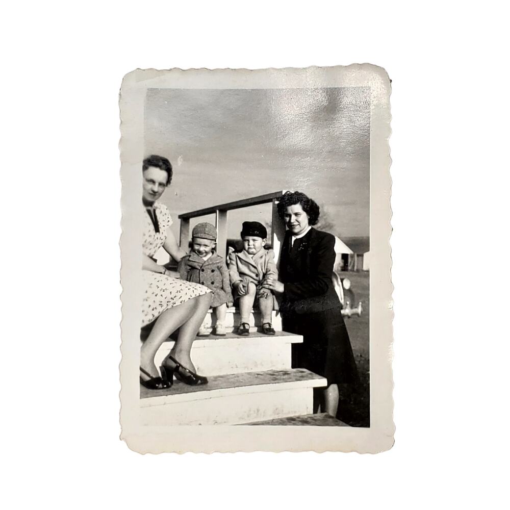 Vtg Mother & Grandmother with Babies Together Monochrome Photography Found
